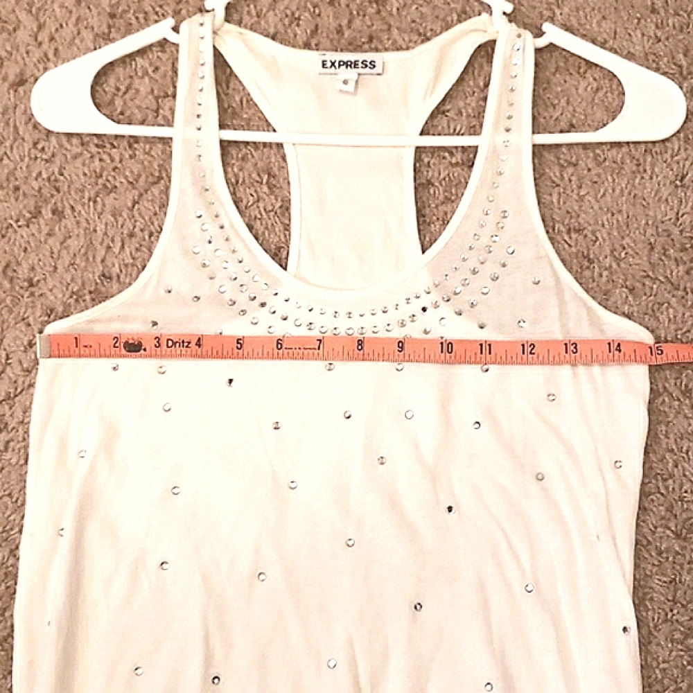 Express Rhinestone Tank Off White Size XS - Picture 3 of 12